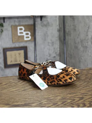 NWT A New Day Velvet Flats with Crisscross Buckle Leopard Brown Multi 9.5M thumbnail 2