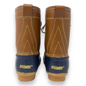 Khombu Letty Tan Leather Blue Rubber Lace Up Lined Winter Duck Boots Size 5M thumbnail 10