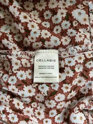 Floral Print Ruffle Tiered Mini Skirt Brown Size M thumbnail 8