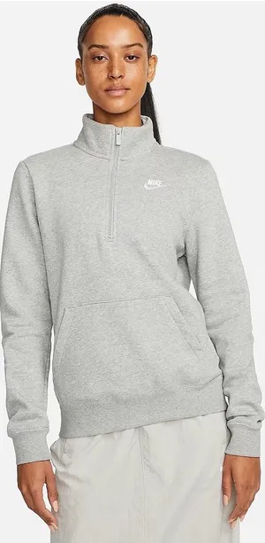 Nike Women's Gray Sportswear Club Fleece Quarter-Zip Sweatshirt thumbnail 1