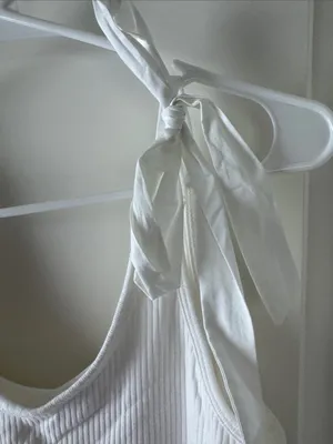 NWT Old Navy White Ribbed Tie-Shoulder Bodysuit / B50 thumbnail 6