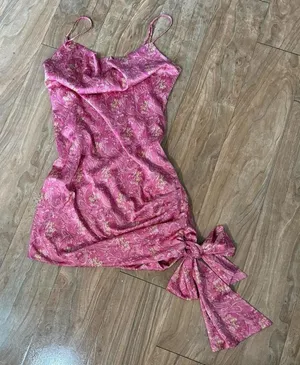 Pink Floral Dress with Bow Detail thumbnail 1