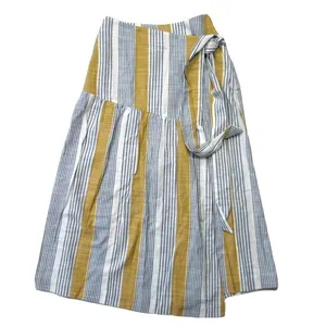 NWT Anthropologie Maeve Laura in Yellow Striped A-line Wrap Skirt 0 $110 thumbnail 7