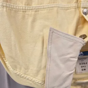 We The Free People Womens Double Cream Lemon Denim Jacket Large Barn‎ Chore Hemp thumbnail 3