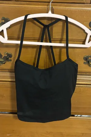 Black Strappy Women's Cami Top - Sleek Layering Tank thumbnail 1
