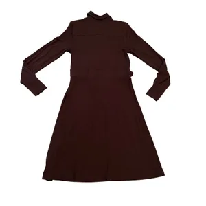 J.Crew Womens Brown Long Sleeve Knit Shirt Dress Gold Buttons Belted M thumbnail 3