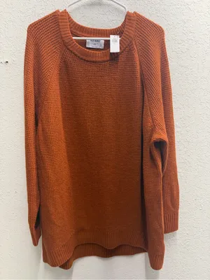 NWT Old Navy orange brown waffle knit sweater cozy fall Halloween autumn outdoor thumbnail 1