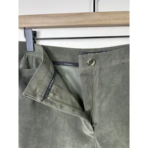 Tribal Women's Army‎ Green Stretch Extensible Suede Feel Business Pant Trouser 4 thumbnail 4