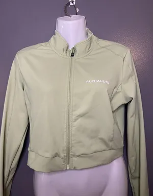 Alphalete Track Jacket Womens Small Green Cropped Full Zip Athletic Softshell thumbnail 1