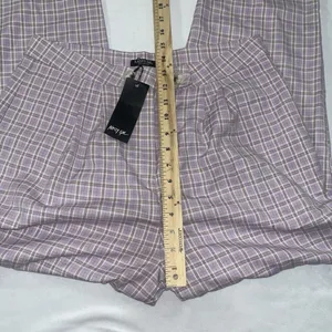 NWT Nasty Gal Sz 10 High Waisted Tapered Check Pants In Lilac thumbnail 8