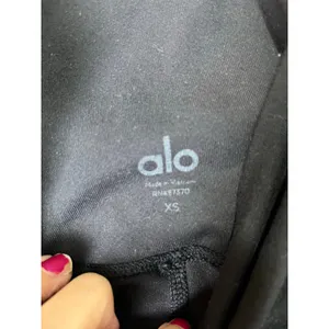 Alo Yoga Moto High Waisted Leggings Black XS Faux Leather Ribbed Panel thumbnail 6