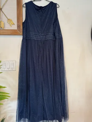 Plus-Size Navy Sparkle V-Neck Maxi Dress thumbnail 3