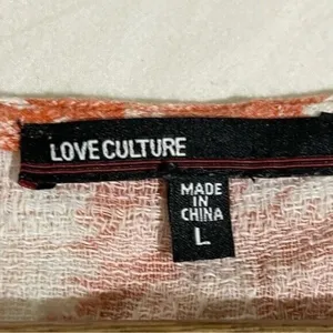 Love Culture Blouse Orange White Floral Laced Trim Size Large thumbnail 8