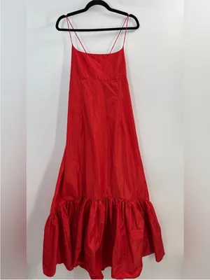 Staud The Florence Gown in Hibiscus Red M/US6-8 thumbnail 6