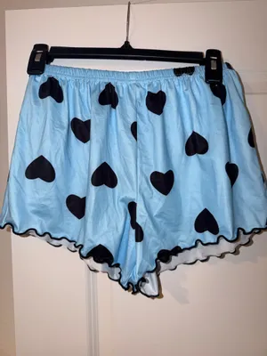 Light Blue Heart-Print Satin Cami & Short Sleep Set thumbnail 3