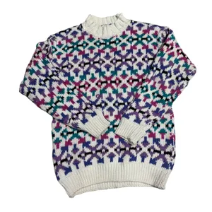 Vintage 62 East Women's Small Colorful Geometric Pattern‎ Mock Neck Sweater thumbnail 1