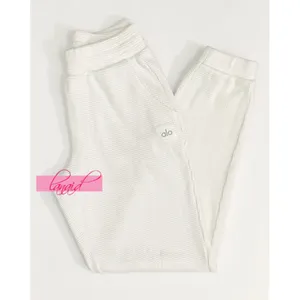 Alo Weekend Escape Joggers Ivory Waffle Thermal High-Rise Waist Cream Sweatpants thumbnail 10
