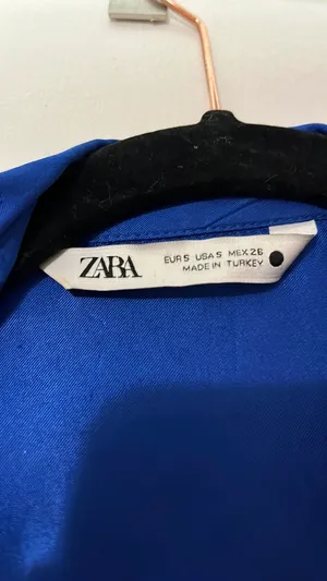 ZARA Blue Satin Wrap Mini Dress thumbnail 5