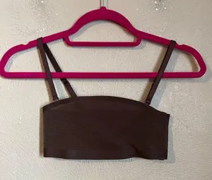 NEW Skims Sheer Sculpt Bandeau Bra in Cocoa Brown XXS thumbnail 2