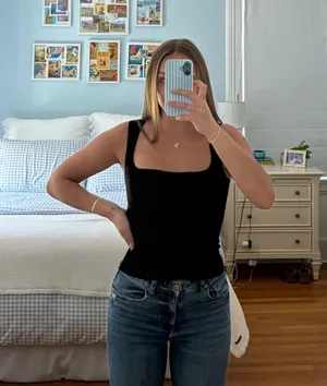 ZARA Black Square Neck Crop Top thumbnail 1