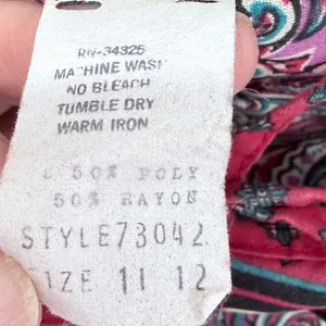 Vintage Robbie Bee Boho Paisley Midi Dress Red Festival Prairie‎ AS IS thumbnail 4