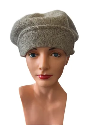 VTG WPL Wool Blend Beret Heather Beige Winter Cozy OS Wide Brim Retro thumbnail 1