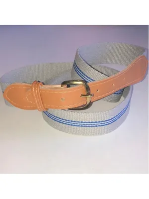 Canvas Stripe Belt with Tan Leather Accents thumbnail 2