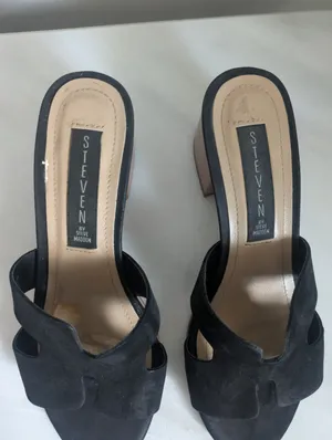Steve Madden Fuiji Block Heel Mule Sandals Black 6.5 thumbnail 3