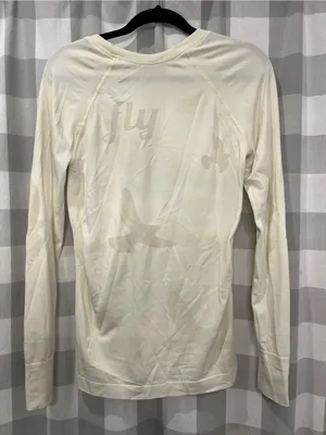 oiselle Cream Long-Sleeve Crew Top with Bird Motifs thumbnail 4