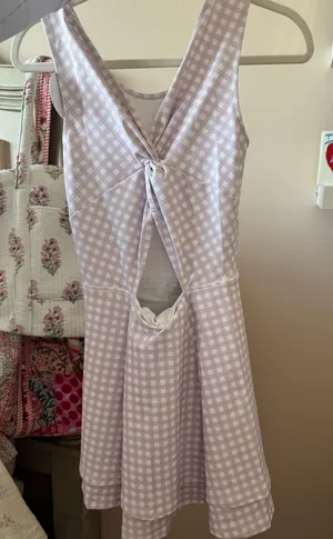 NWT White and Purple Gingham Tennis Dress thumbnail 1