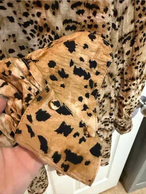 Banana Republic Beige & Black Animal-Print Long Sleeve Dress thumbnail 4
