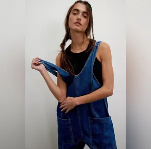 We The Free Denim Jumpsuit Size L Msrp $98.00 Nwt thumbnail 4
