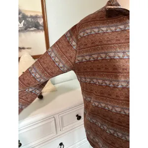 granola Southwestern boho Woolrich Pullover Brown Geometric Quarter Zip Large thumbnail 2