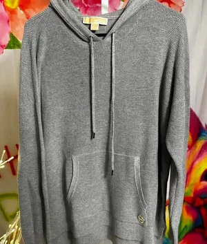 H58. Grey waffle knit Michael Kors hoodie. Size xl thumbnail 1