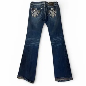 Miss Me Bootcut Jeans | Size 27 | 34” Inseam | Dark Wash | Jeweled Pockets thumbnail 2
