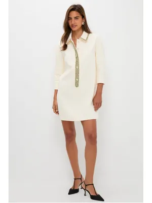 New Tuckernuck Winter White Embellished Nicola Dress Large Boxy Formal Classic thumbnail 7