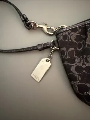 Coach Black Signature Wristlet with Silver Tags thumbnail 5