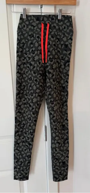 White Fox Women's Leopard Print Athletic Leggings with Drawstring thumbnail 1