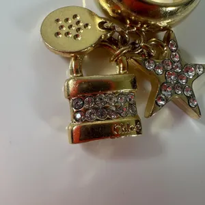 Chloé Paddington Gold Tone Padlock Star Charm Ring Rhinestone Size 6.5 thumbnail 3
