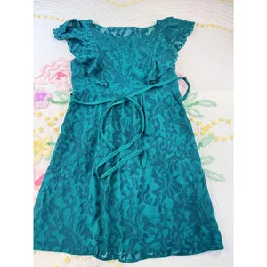 Moulinette Soeurs anthropologie Teal‎ Lace Overlay Flutter Sleeve 14 dress thumbnail 2