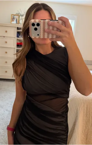 ZARA Black mesh high neck Bodycon midi dress thumbnail 3