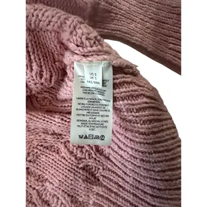 Free People‎ Pink Cable Knit Button Front Cardigan Sweater Boho Cottagecore S thumbnail 4