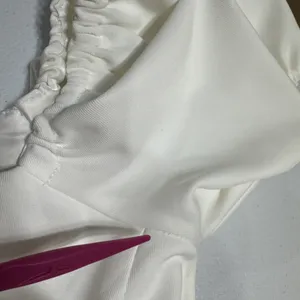 Timeless Collection A-Line Midi Dress Puff Sleeve Cut Out Womens XS Off White thumbnail 6