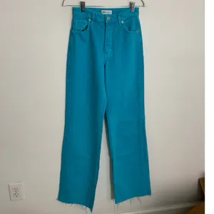 Zara‎ Wide Leg Blue Raw Hem Long Wide Leg pants size 2 thumbnail 3