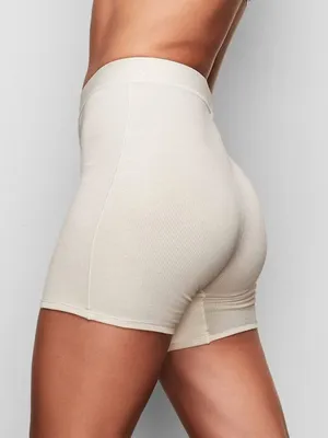 SKIMS Cotton Rib Boxer Shorts Bone Ivory thumbnail 5