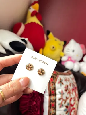 Tory Burch Golden Logo Earrings Rope NEW with pouch thumbnail 3