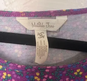 Matilda Jane purple floral layered shirt sleeve top size M thumbnail 2