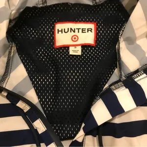 Hunter by Target Blue, Green, and White Rain Jacket. Has Stripes and Mesh Detail thumbnail 9