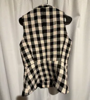 Zara Gingham Check Vest Size M Black White Tweed Waistcoat thumbnail 3