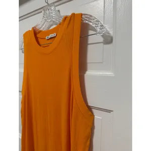 Zara Womens Ribbed Knit Sleeveless Maxi Dress Orange Crew Neck XL thumbnail 5